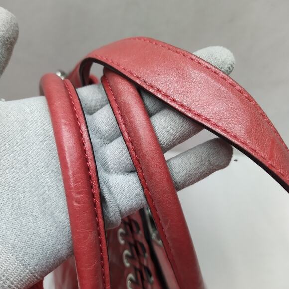 Michael Kors Hippie Grommet Hamilton Red Quilted Leather Large Tote Bag - Picture 5 of 16